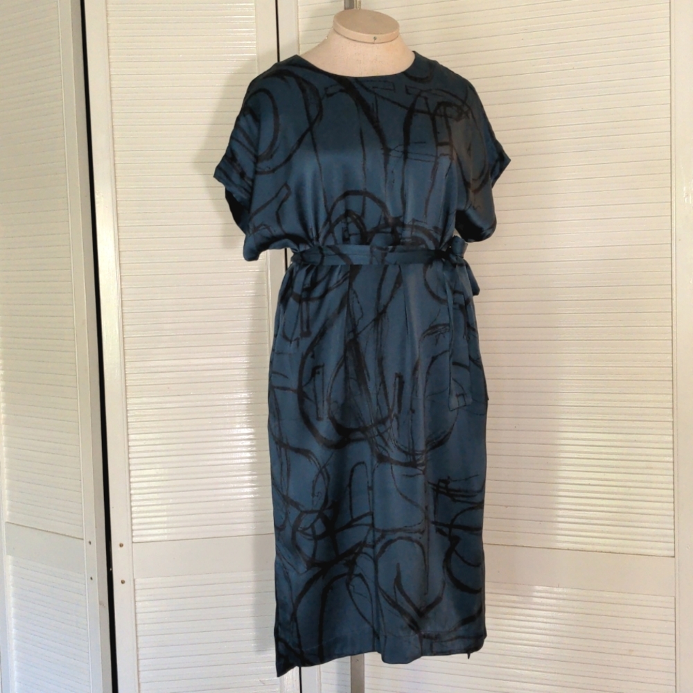 NWT Jigsaw Blue Print Silk Dress Size 10